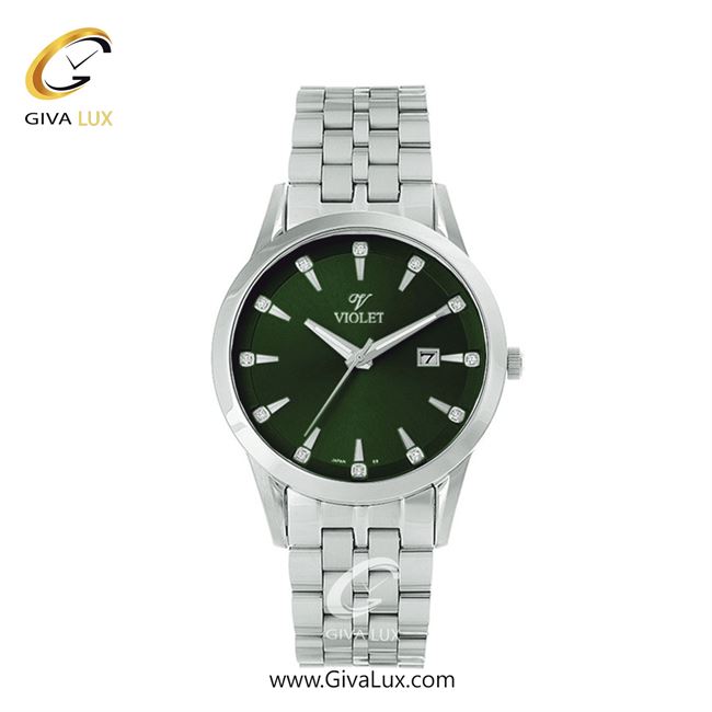 ساعت مچی اورجینال زنانه ویولت VIOLET نقره ای | نقره ای| سبز یشمی تیره| کد رفرنس 0577